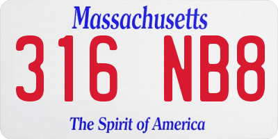 MA license plate 316NB8