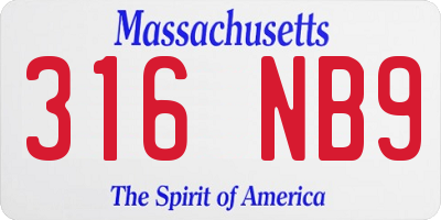 MA license plate 316NB9