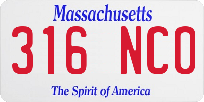 MA license plate 316NC0