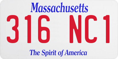 MA license plate 316NC1