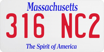 MA license plate 316NC2