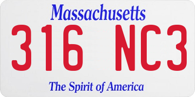 MA license plate 316NC3