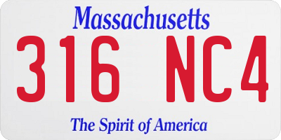 MA license plate 316NC4