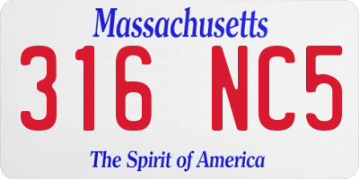 MA license plate 316NC5