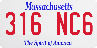 MA license plate 316NC6
