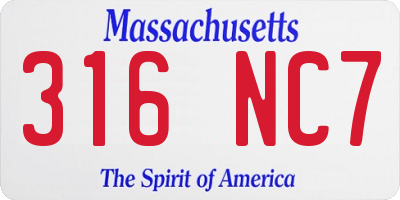 MA license plate 316NC7