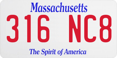 MA license plate 316NC8