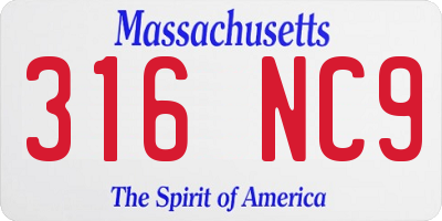 MA license plate 316NC9