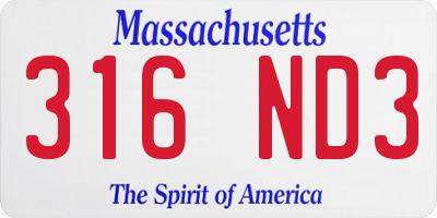 MA license plate 316ND3
