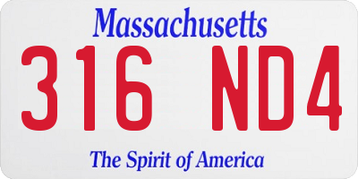 MA license plate 316ND4