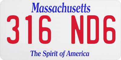 MA license plate 316ND6