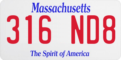 MA license plate 316ND8
