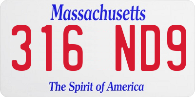 MA license plate 316ND9
