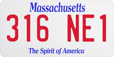 MA license plate 316NE1