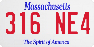 MA license plate 316NE4