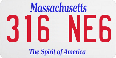MA license plate 316NE6