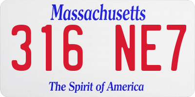 MA license plate 316NE7