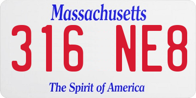 MA license plate 316NE8