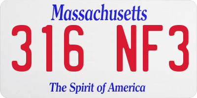 MA license plate 316NF3