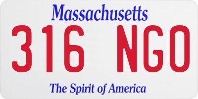 MA license plate 316NG0