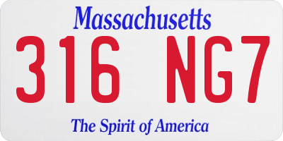 MA license plate 316NG7