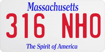 MA license plate 316NH0