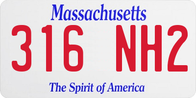 MA license plate 316NH2