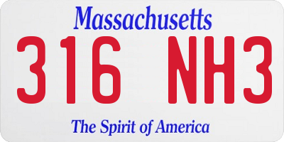 MA license plate 316NH3