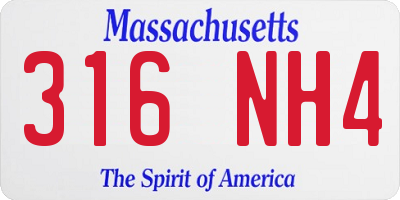 MA license plate 316NH4