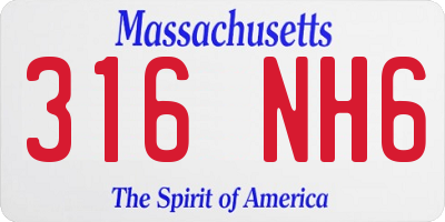 MA license plate 316NH6