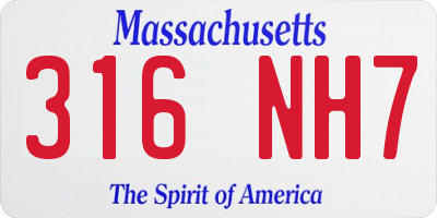 MA license plate 316NH7