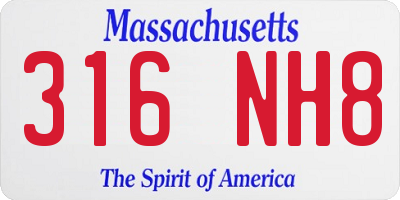 MA license plate 316NH8
