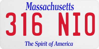 MA license plate 316NI0