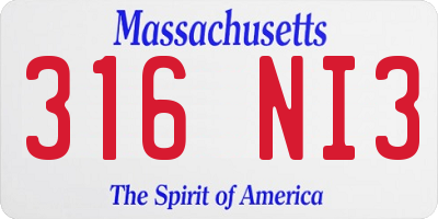 MA license plate 316NI3
