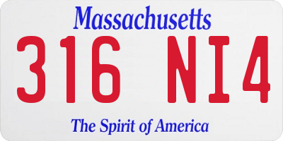 MA license plate 316NI4