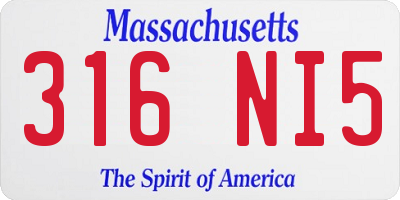 MA license plate 316NI5