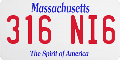 MA license plate 316NI6