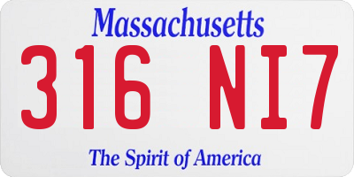 MA license plate 316NI7