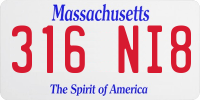 MA license plate 316NI8