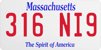 MA license plate 316NI9