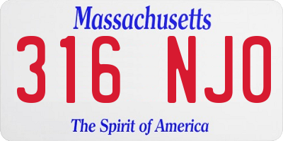 MA license plate 316NJ0