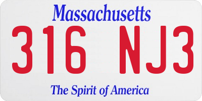 MA license plate 316NJ3