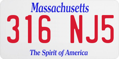 MA license plate 316NJ5
