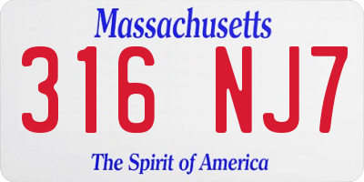 MA license plate 316NJ7