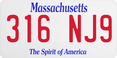MA license plate 316NJ9