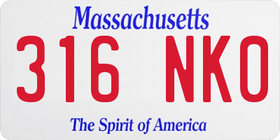 MA license plate 316NK0