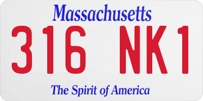 MA license plate 316NK1
