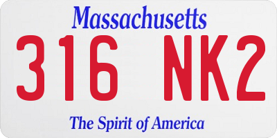 MA license plate 316NK2