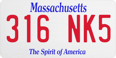 MA license plate 316NK5
