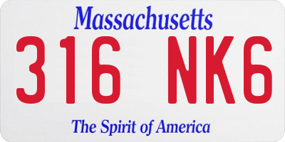 MA license plate 316NK6